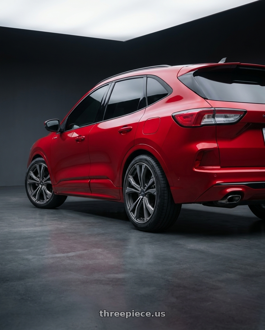 2020 Ford Kuga st line with Versus VMF L-01 5x120 21x9+18 Gunmetal wheels rear three quarter view slight stretch tires
