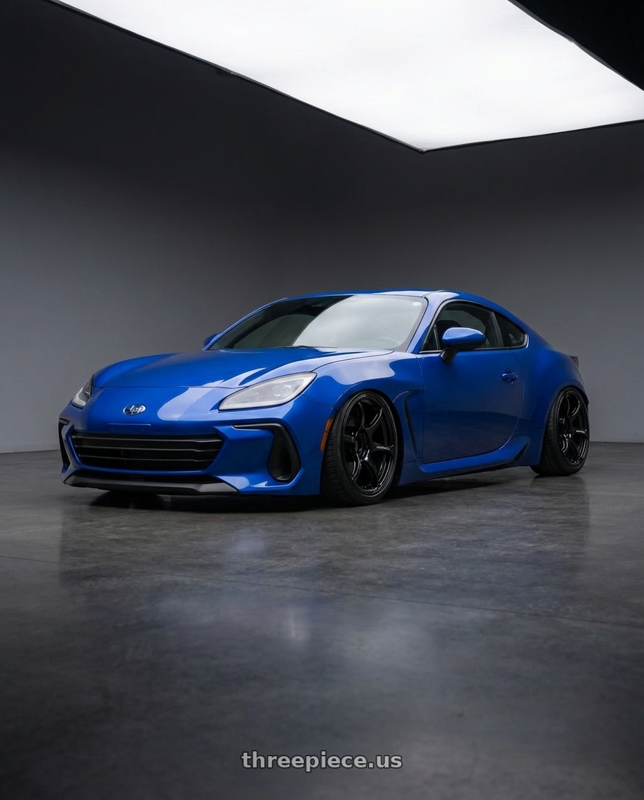 2024 Subaru BRZ with Advan RGIII 5x114.3 18x8.5+31 Gloss Black wheels front three quarter view stanced stance