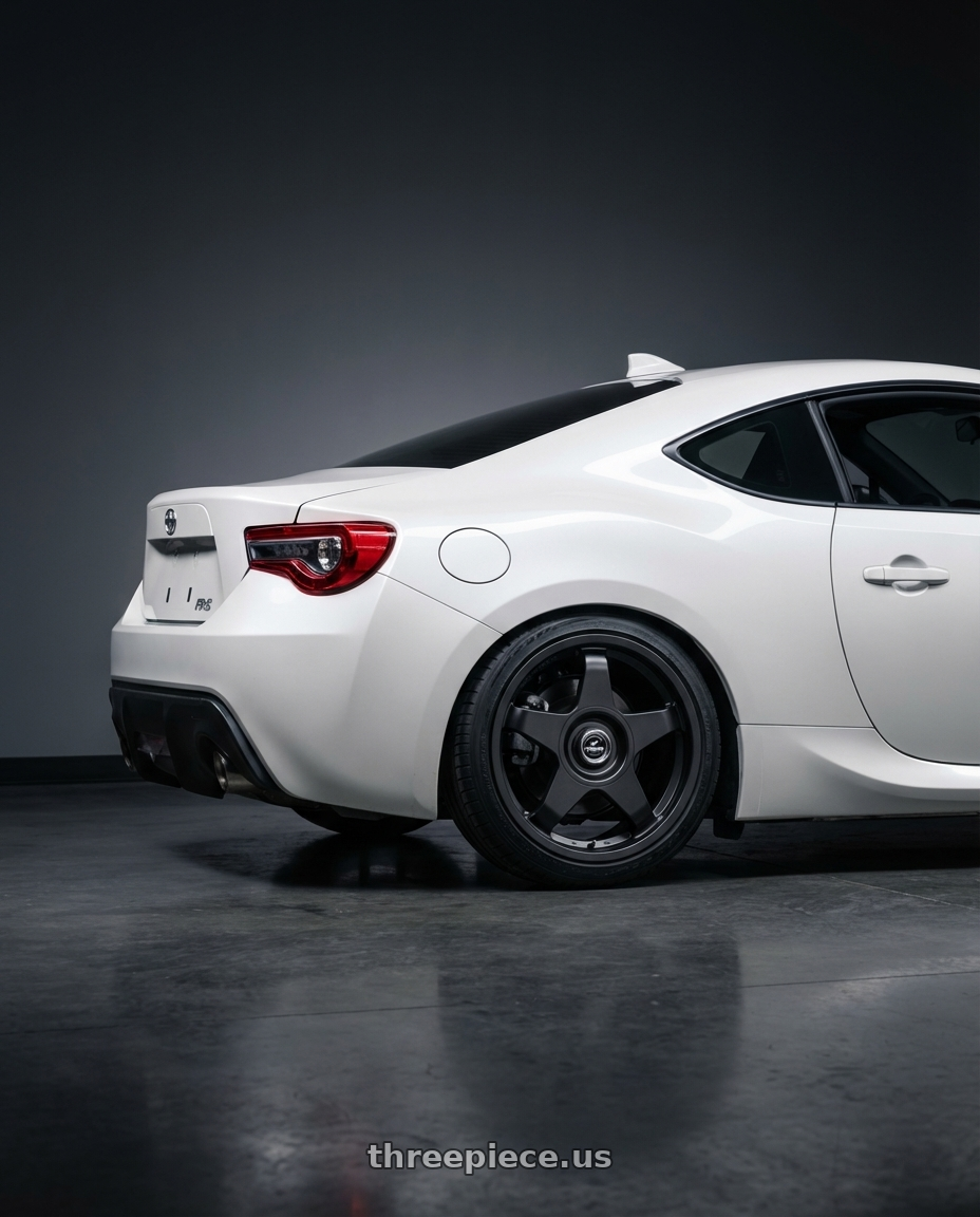 2016 Scion FR-S with fifteen52 CHICANE 5x100 / 5x112 17x7.5 +35 ASPHALT BLACK (SATIN BLACK) wheels rear three quarter view square tires