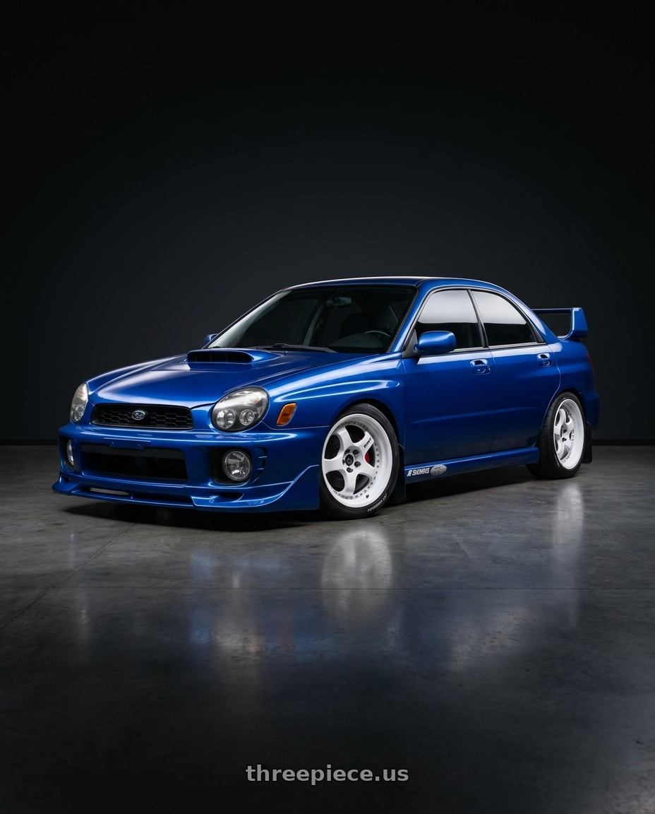 2003 Subaru Impreza wrx with Work Meister S1 3P 5x114.3 17x10.5+4 W Disk White wheels
