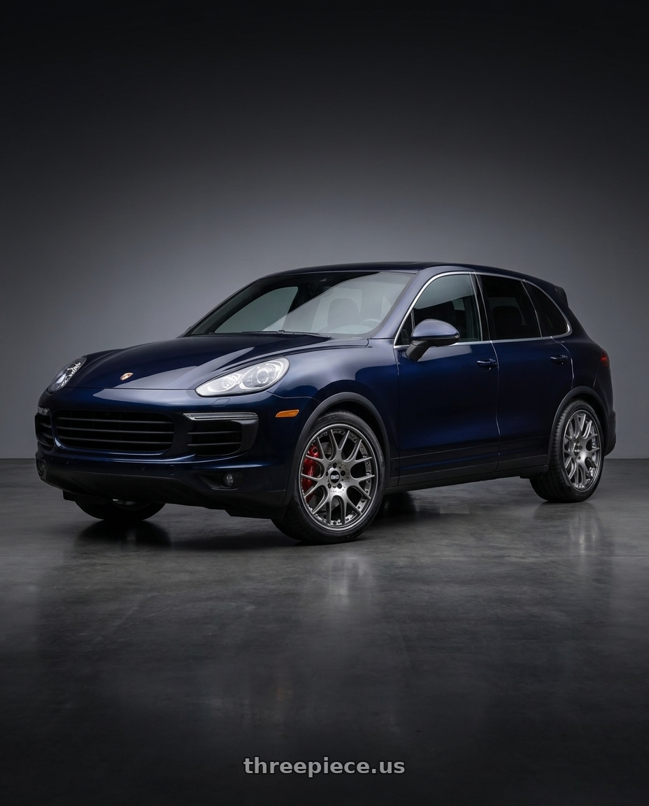 2015 Porsche Cayenne Turbo with BBS CH-RII 5x130 22x11.5 +50 Satin Platinum Center Black Lip SS Rim Protector wheels