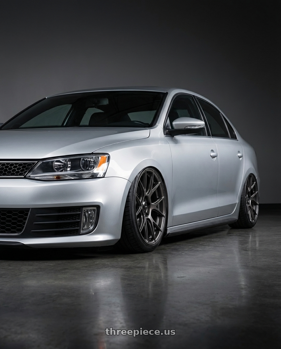 2016 Volkswagen Jetta GLI MK6 with Konig Ampliform 5x112 18x8.5+43 Dark Metallic Graphite wheels