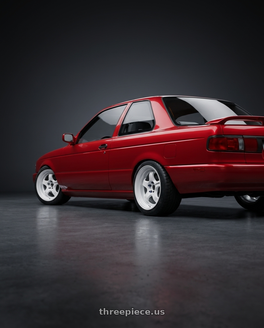 1994 nissan sentra SE with Work Meister S1 2P 4x100 15x8+22 O Disk Black wheels rear three quarter view square tires