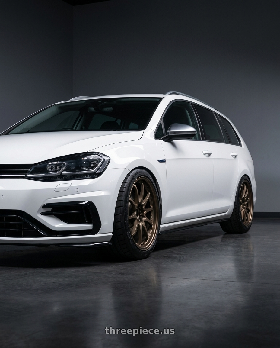 2019 VW Golf Sportwagen R Line, Pure White with Volk Racing CE28N 5x114.3 18x8.5 +30 BRONZE wheels