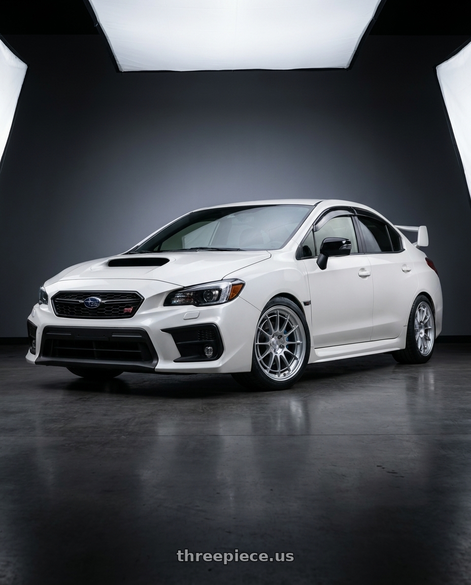2017 subaru wrx with Enkei NT03+M 5x114.3 18x9.5+27 F1 Silver wheels