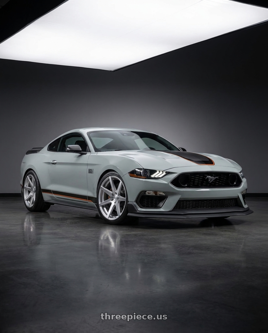 2021 Ford Mustang Mach 1 with Rohana RC7 5x114.3 19x9.5+40 Machine Silver wheels