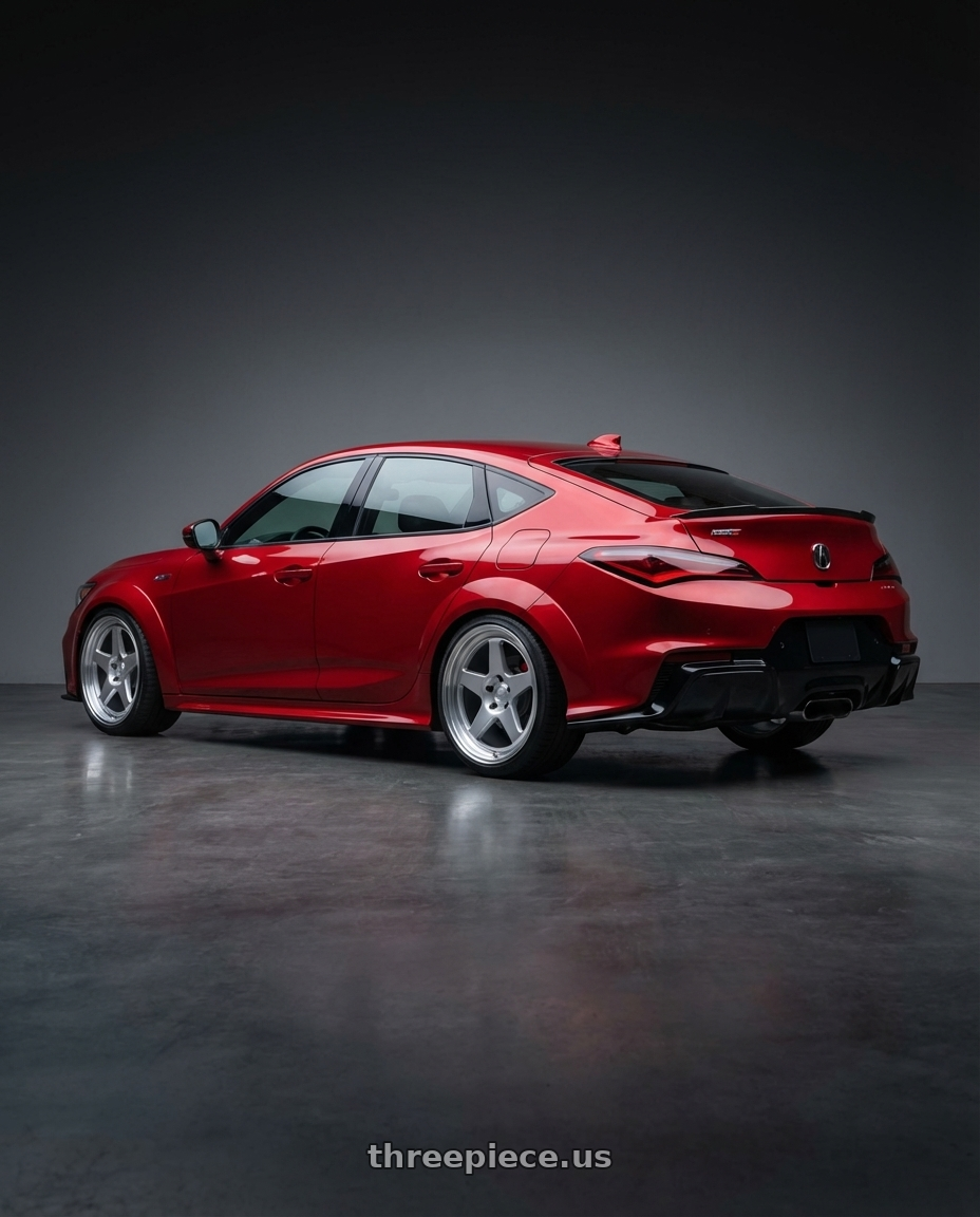 2025 Integra Type S with Kansei K12H KNP 5X112 19x9.5 35 Hyper Silver wheels rear three quarter view square tires