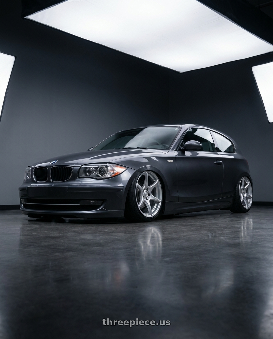 2012 BMW 1 Series E82 with Kansei K11S Tandem 5X120 19x10.5 22 Hyper Silver wheels
