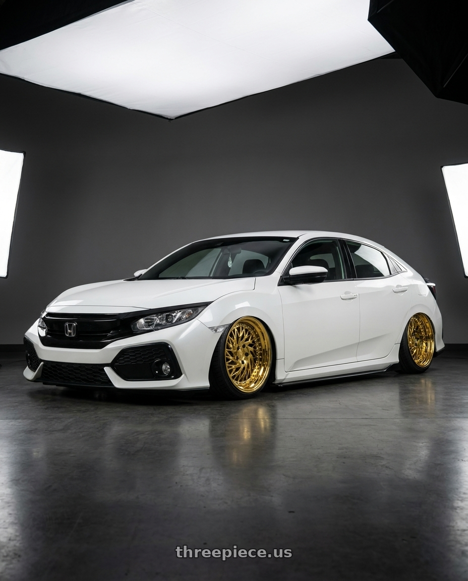 2019 Honda Civic with Aodhan DS03 5x114.3 18x9.5 +30 Gold Vacuum w/ Chrome Rivets wheels
