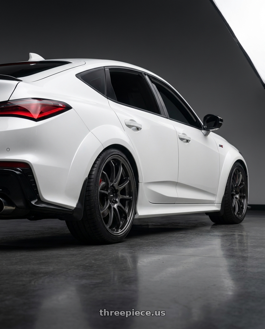 2024 Acura Integra Type S with Enkei PF01EVO 5x112 18x9.5+45 SBK wheels rear three quarter view square tires
