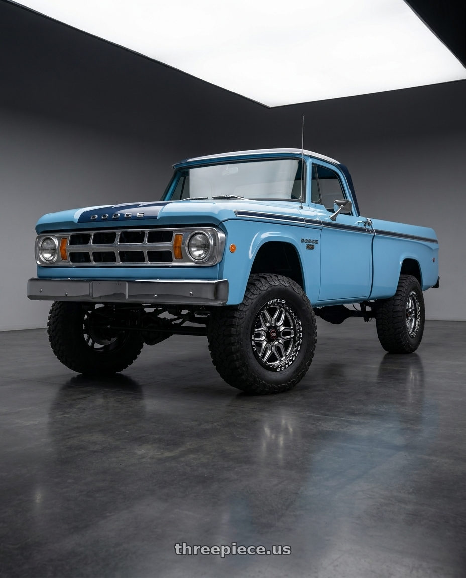 1968 Dodge d100 with WELD Street Performance Laguna 6 Beadlock 6x139.7 20x10 +38 Gloss Black/Milled Diamond Cut Lip wheels