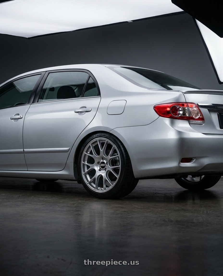 2012 Toyota Altis  with BBS CH-R 5x120 20x10.5 +24 Brilliant Silver Polished Rim Protector wheels rear three quarter view square tires