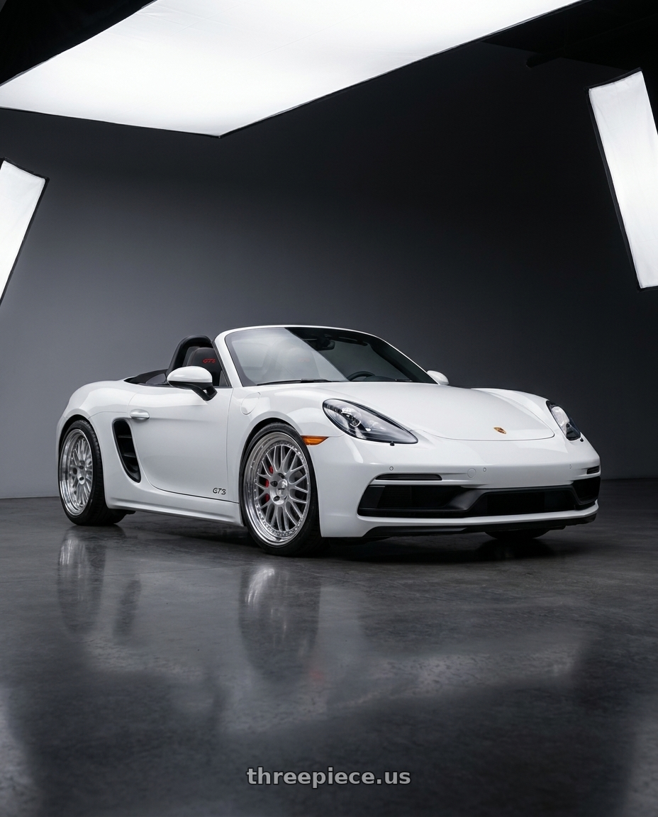 2018 porsche boxer gts white with Work Meister M1 3p 5x130 18x10.5+46 H Disk Silver wheels