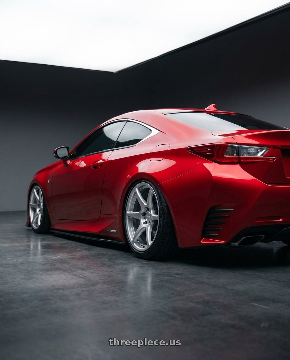 2018 Lexus RC F with Kansei K11S Tandem 5x114.3 19x9.5 12 Hyper Silver wheels rear three quarter view slight stretch tires