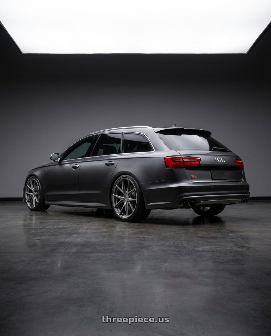 2016 Audi S6 C7 with Niche 1PC M116 MISANO 5X112 20X9 +27 MATTE GUN METAL wheels rear three quarter view square tires