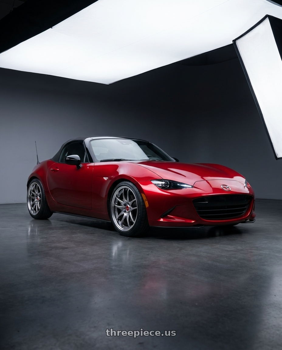 2024 mazda mx5  with Work Cr 2P 4x100 17x8.0 +38 GT Silver wheels