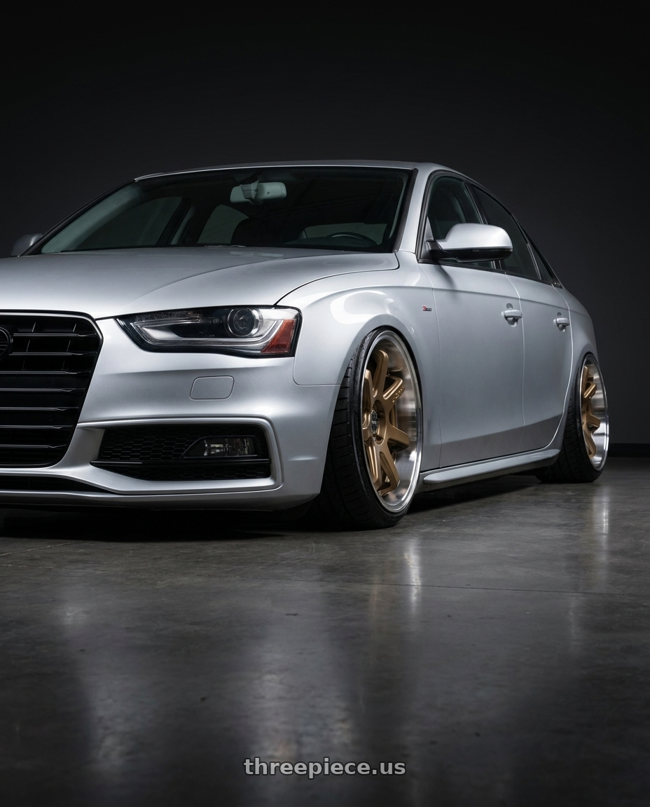 2016  Audi A4  with F1R FC7 5x112 18x8.5 +35 Satin Bronze/Polish Lip wheels