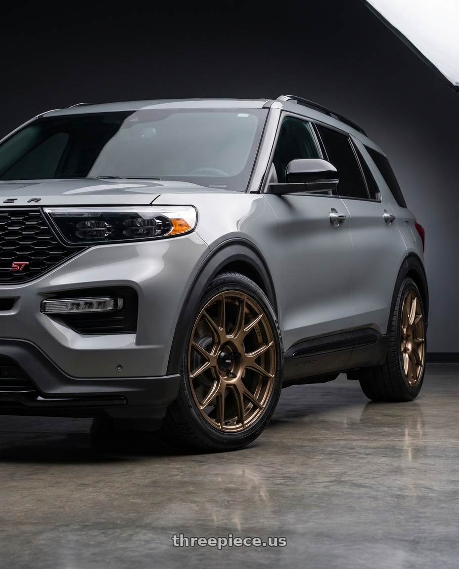 2026 Ford Explorer ST Marsh Grey with Konig Ampliform 5x114.3 19x10.5+23 Gloss Bronze wheels