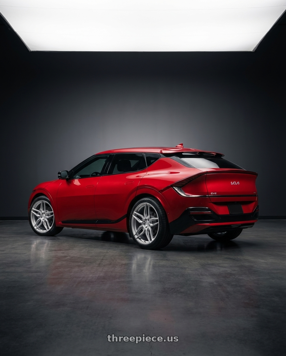 2024 kia ev6 with ADV.1 ADV005 5x130 21x9 +46 Platinum wheels rear three quarter view square tires