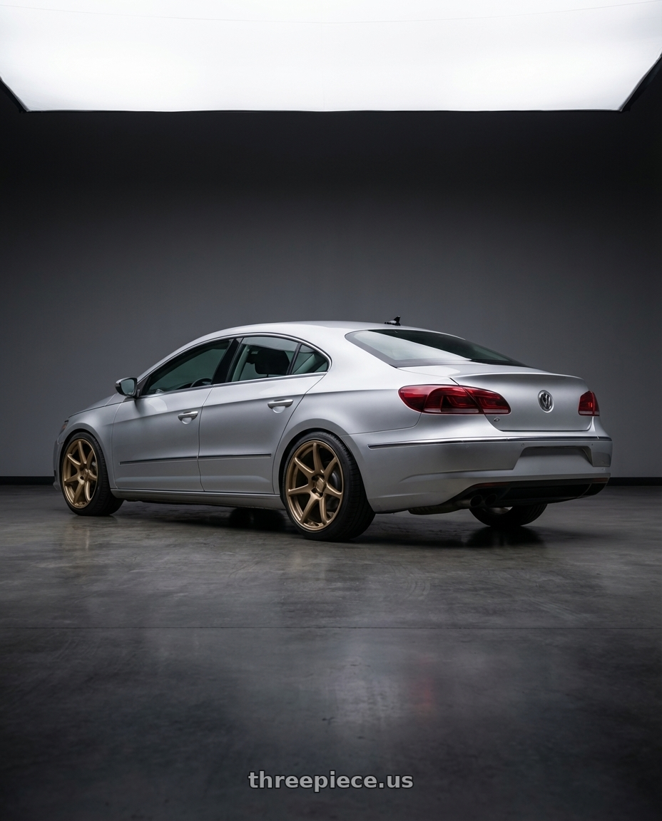 2015 Volkswagen CC with Kansei K11B Tandem 5X112 19x9.5 22 Bronze wheels rear three quarter view square tires