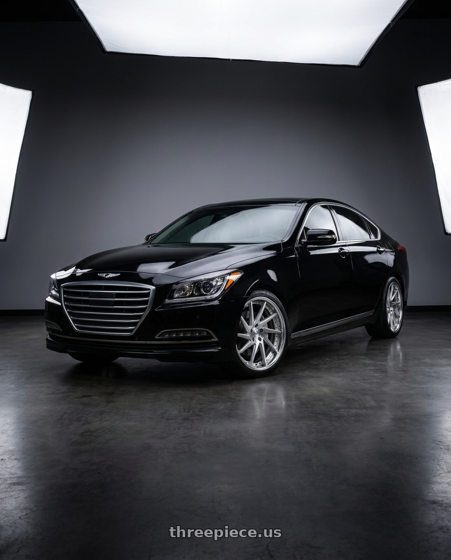 2016 hyundai genesis 3 8 with Work Gnosis Cvs 5x114.3 19x8.5+38 A Disk Brush Silver Clear wheels