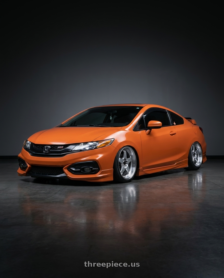2015 honda civic with Vors SP1 5x115 18x8  +35 Silver Machine Face Lip wheels