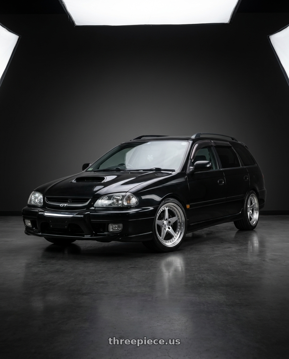1997 Toyota Caldina with Aodhan DS05 5x100 18x8.5+35 Silver w/Machined Face wheels