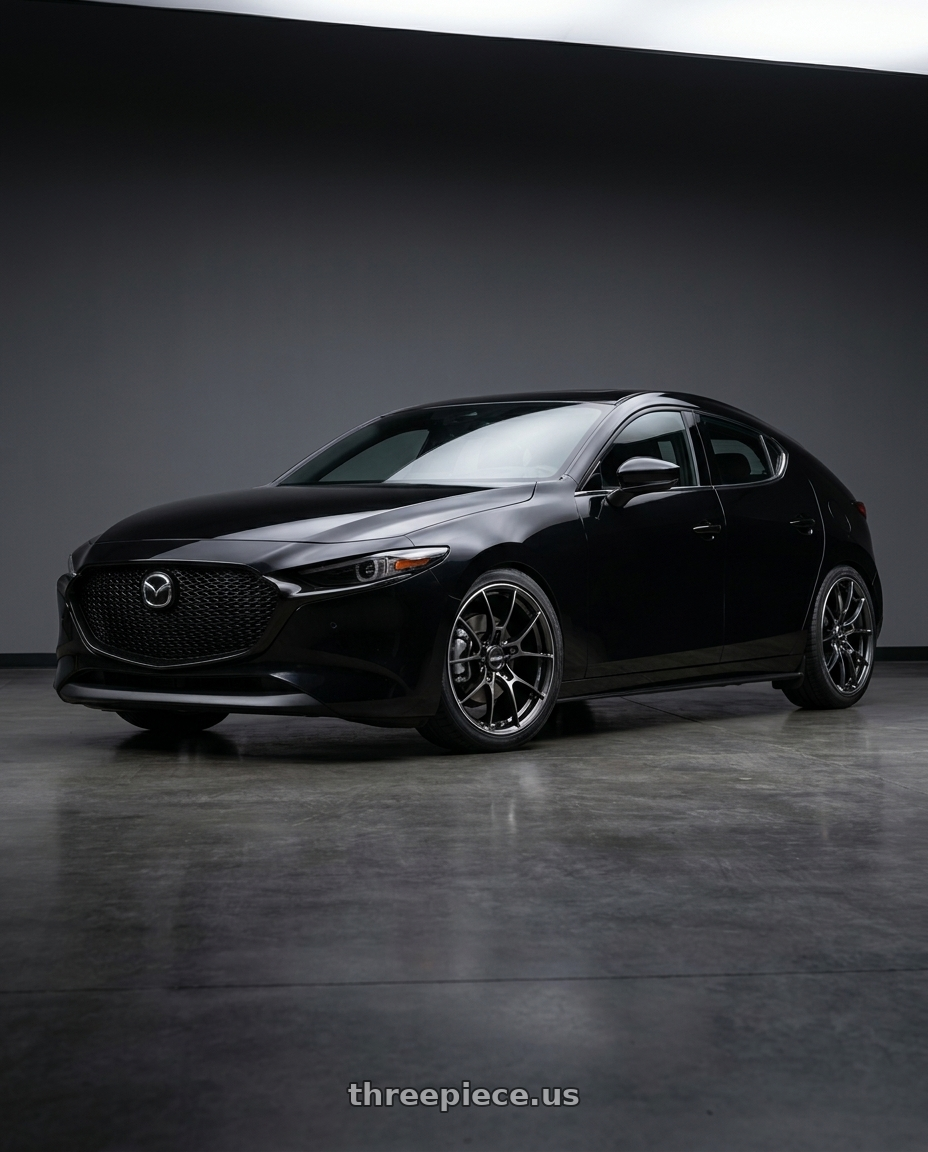 2023 mazda 3 with Volk Racing G025 5x114.3 18x8.0+45 Shining Black Metal / Rim Edge DC wheels