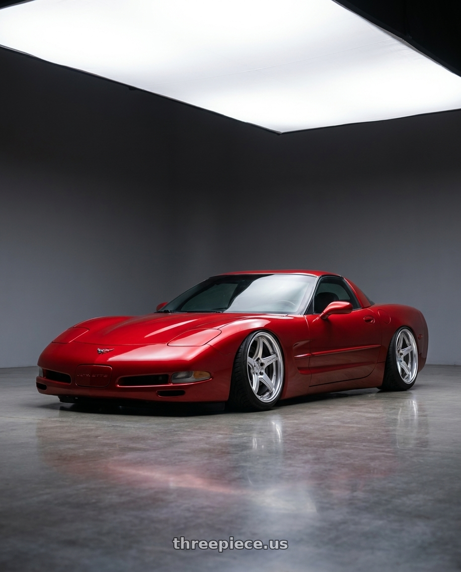2002 Chevrolet corvette coupe with Work T5R 2P 5x120 18x9.5 +38 GT SILVER wheels