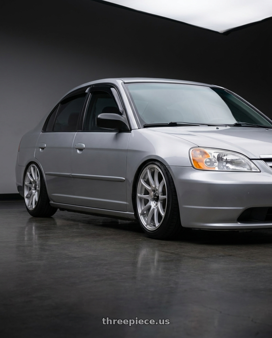 2002 Honda civic with Vors TR4 5x100 17x8  +35 Silver Machine Face wheels