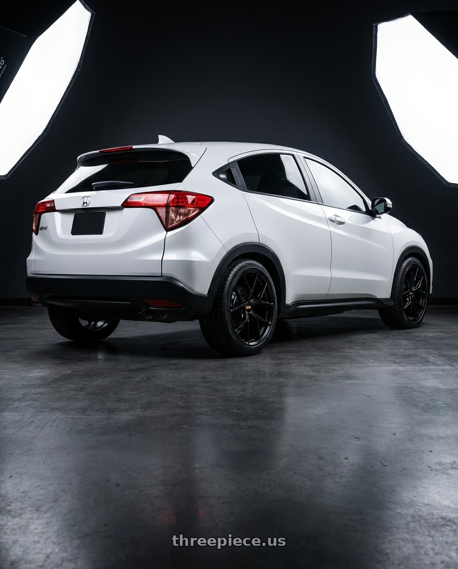 2018 Honda hrv with BBS FI-R 5x120 19x9.5+22 Satin Black wheels rear three quarter view square tires
