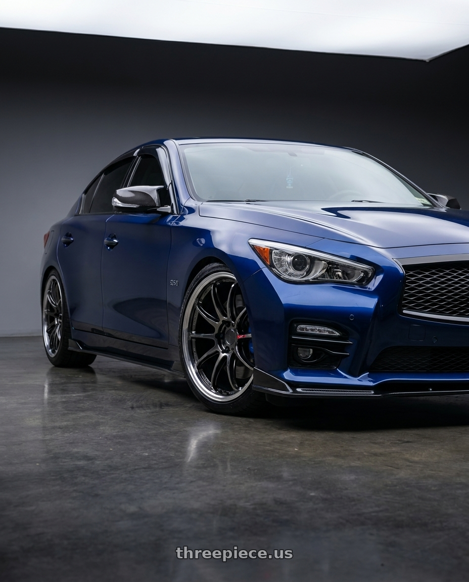 2016 Infiniti q50 redsport with Work Emotion Zr10 5x114.3 19x8.5 +38 Glim Black Diamond Rim cut wheels
