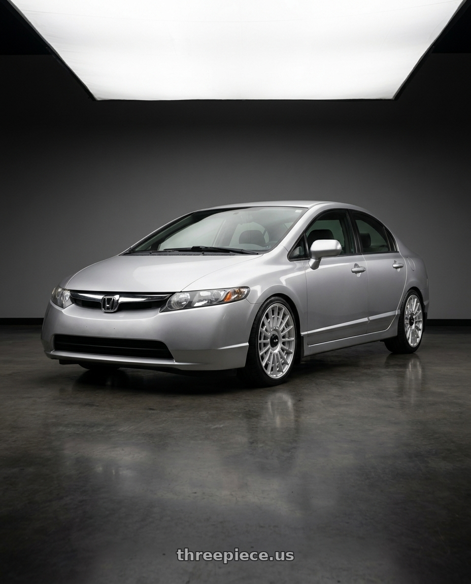 2007 Honda Civic with Rotiform 1PC R134 FLG 5X120 18X8.5 +35 GLOSS SILVER wheels