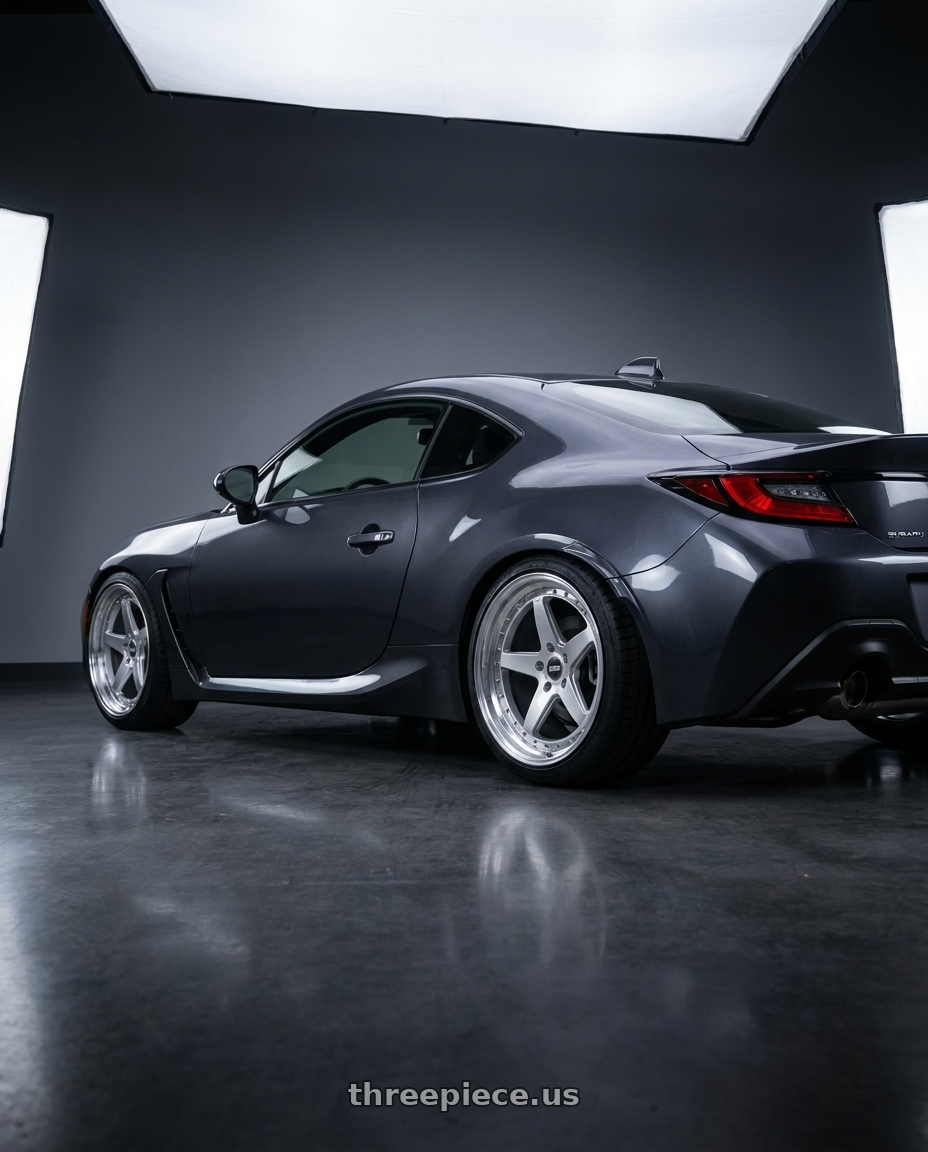 2023 Subaru BRZ premium with ESR Wheels CS SERIES CS5 5x100 18x9.5 +35 Hyper Silver wheels rear three quarter view square tires