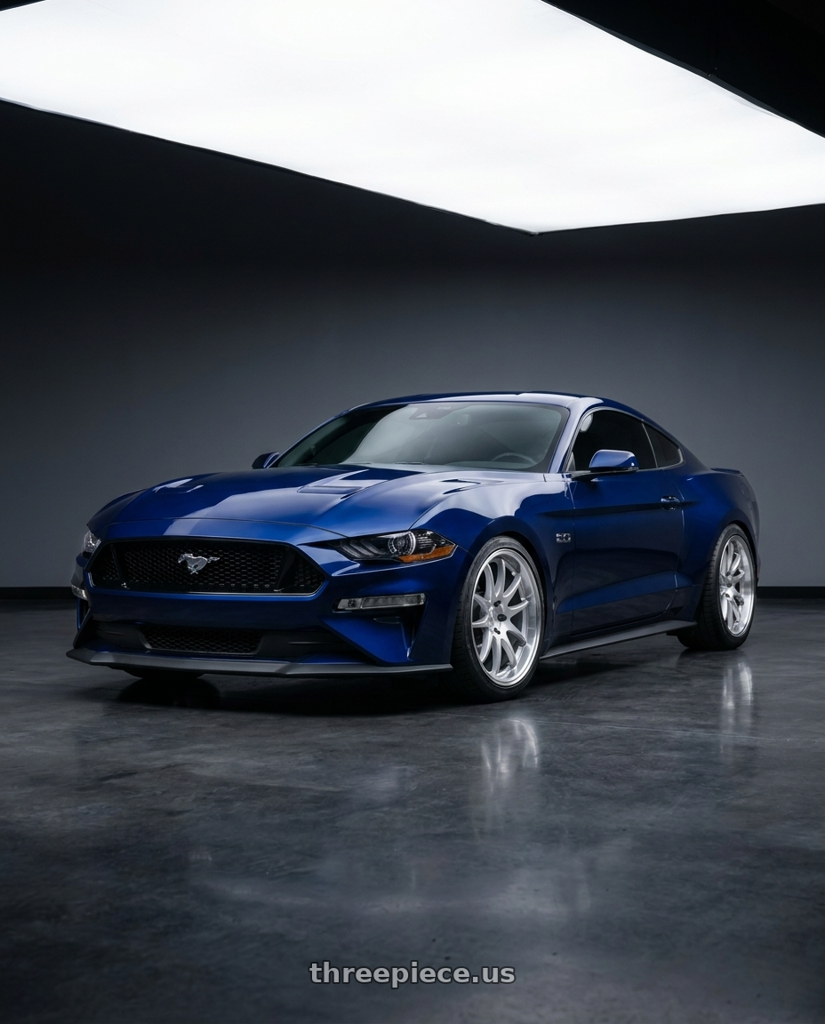 2019 ford mustang gt kona blue  with Aodhan DS02 5x114.3 18x9.5+22 Silver w/Machined Face wheels