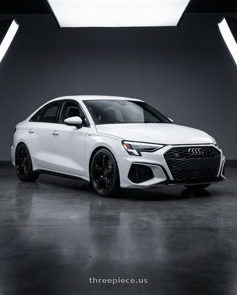 2024 Audi S3 8Y with Gram Lights 57CR 5x112 19x10.5+22 Glossy Black wheels