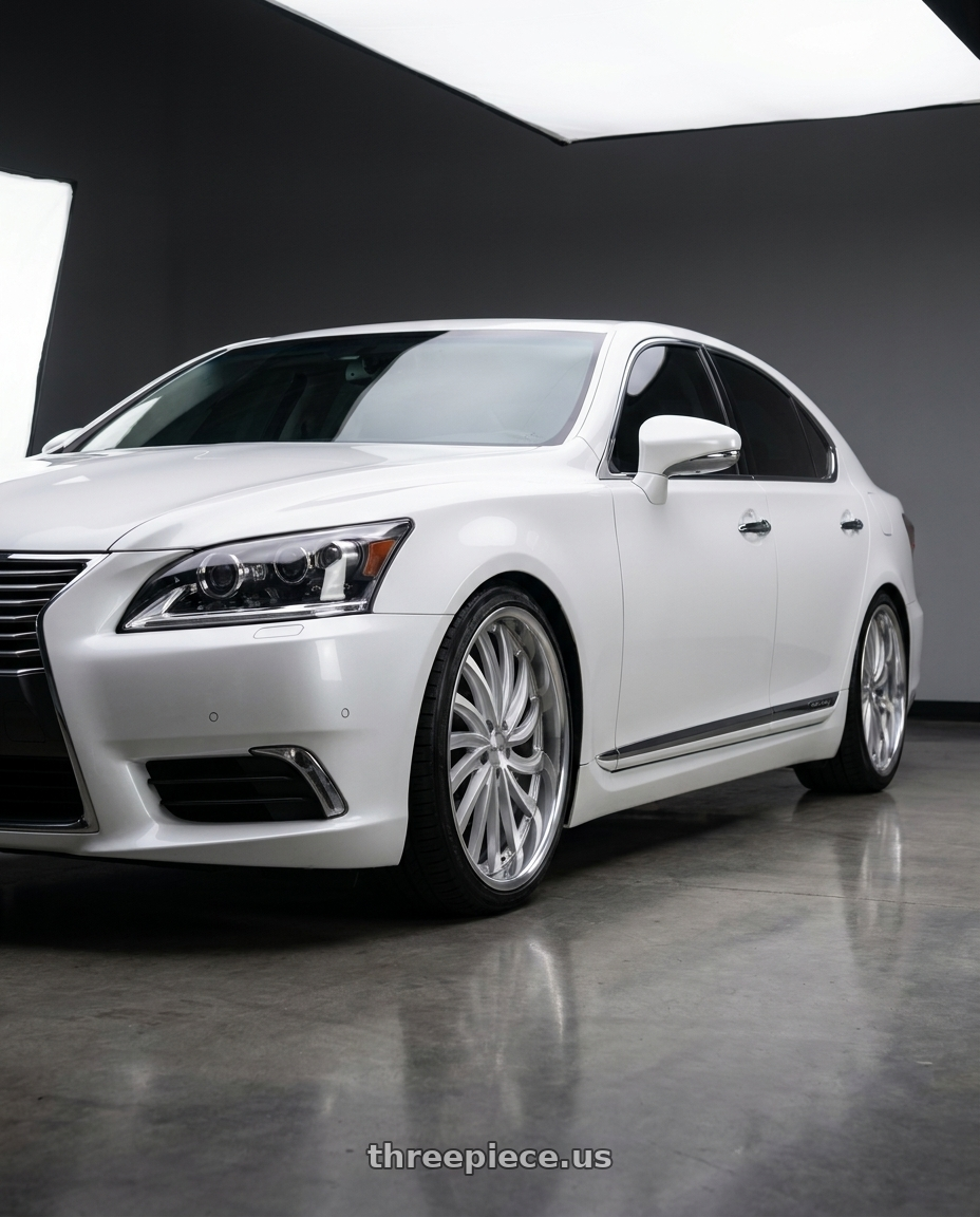 2013 Lexus LS 460 with RAVETTI M15 5X115 20x8.5 +15 SILVER BRUSHED STAINLESS LIP wheels