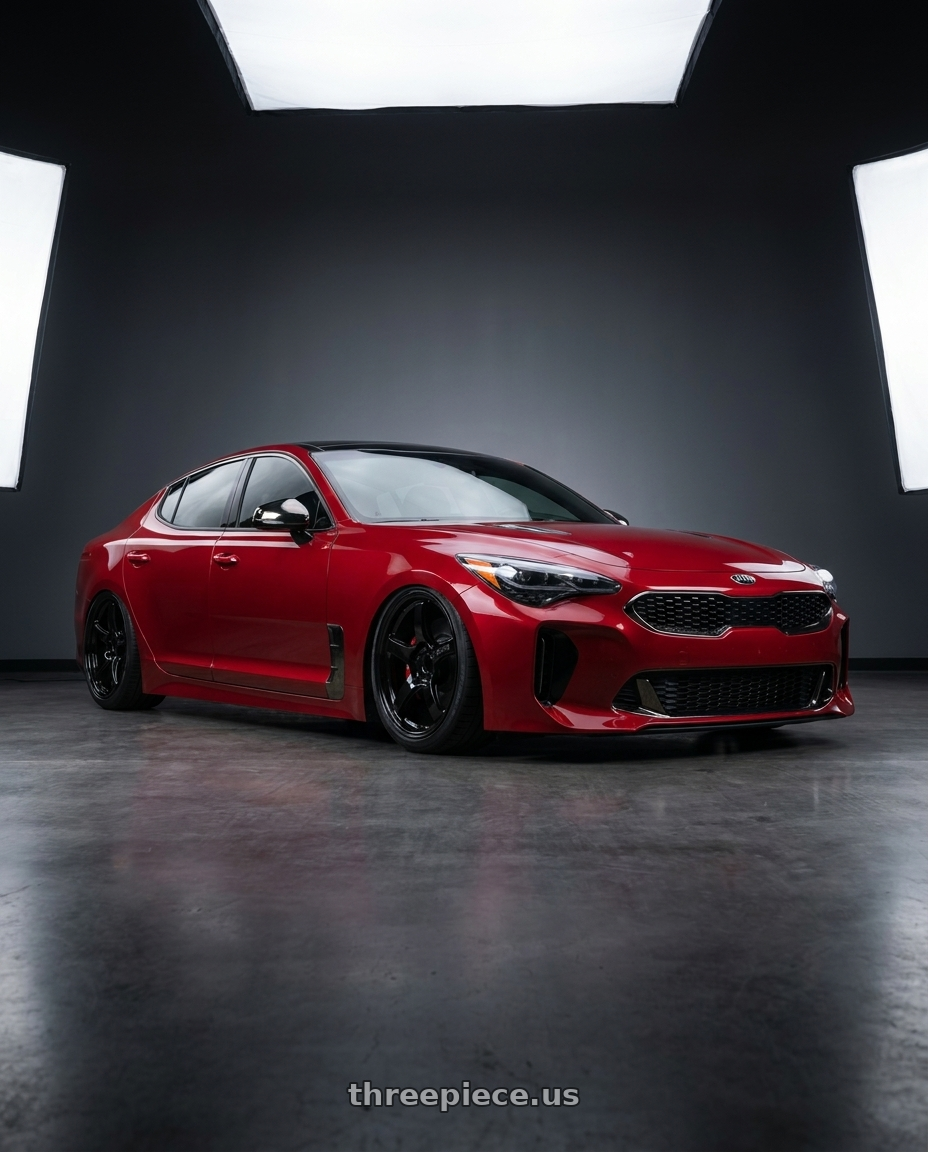 2022 Kia Stinger GT with Gram Lights 57CR 5x114.3 19x8.5+35 Glossy Black wheels