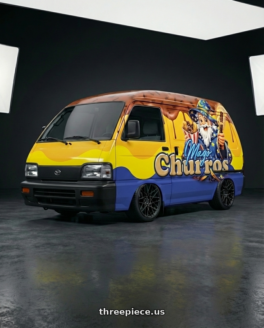 asia towner 1997 Cargo sem vidro parachoques pretos, 100% adesivada mago churros, atrás também toda envelopada with TSW NURBURGRING 5X114.3 17X7.5 +45 MATTE GUNMETAL wheels