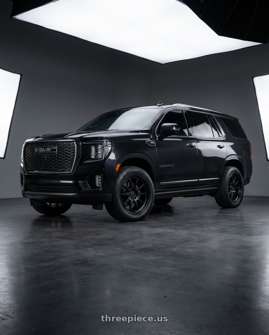 2021 GMC Yukon Denali with Ion Type 143 6x139.7 20x9+0 Matte Black wheels