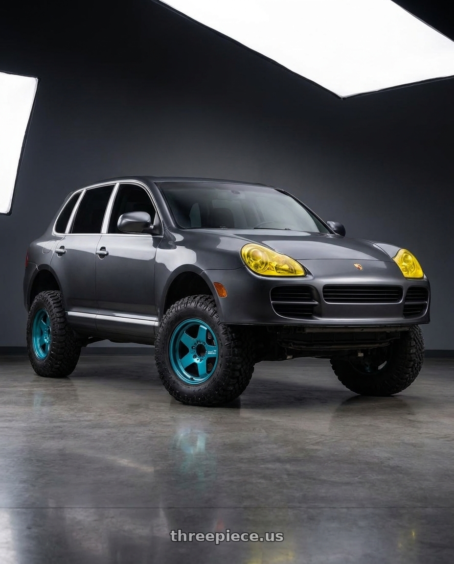 2005 Porsche Cayenne Turbo with Advan Racing GT HEAVY DUTY 6x139.7 17x8.5 +x10 RACING TURQUOISE wheels