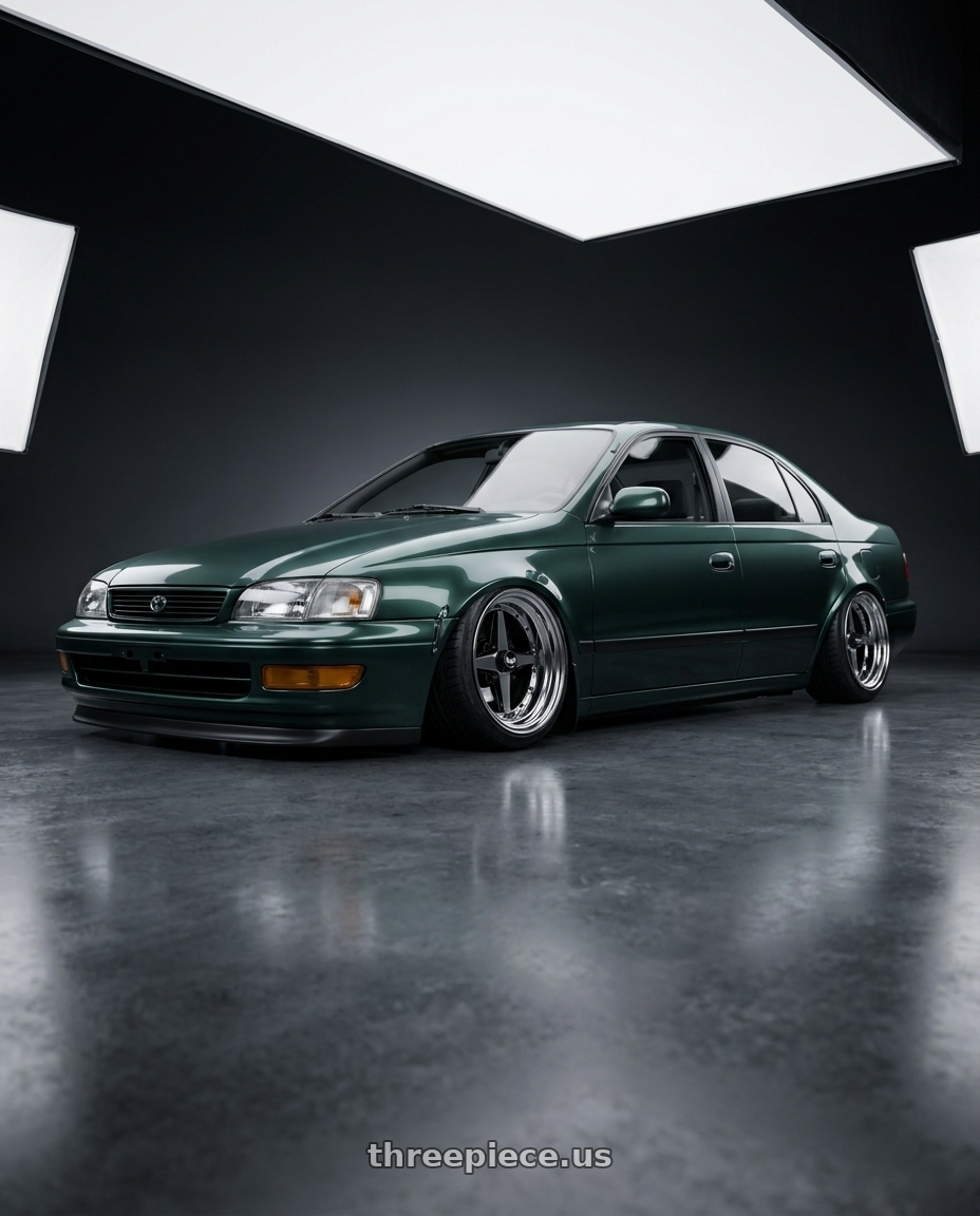 1993 Toyota corona with Equip 01 Black Polish 4x100 15x12 -18 wheels