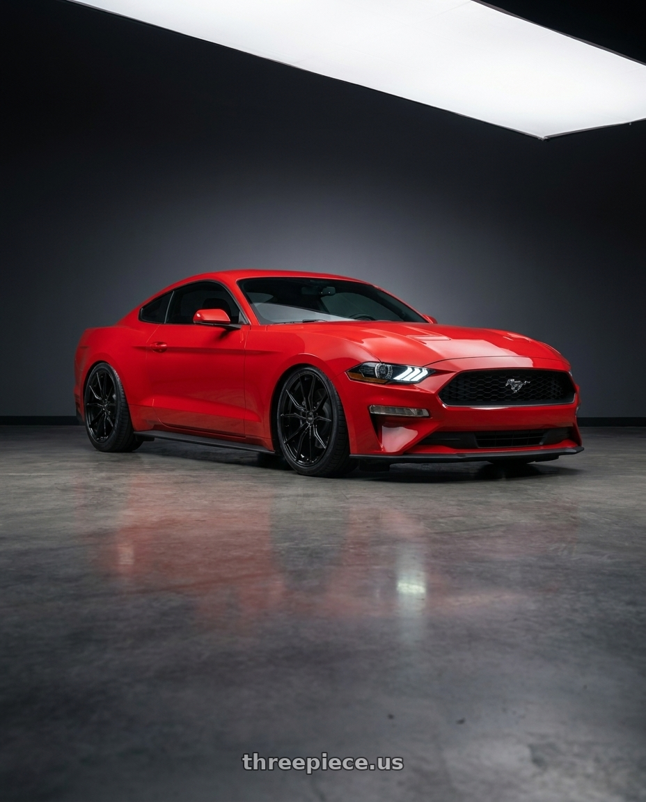 2018 Ford mustang ecoboost with Advanti Racing 80B Hybris 5X120 19x9.5 +35 Gloss Black wheels