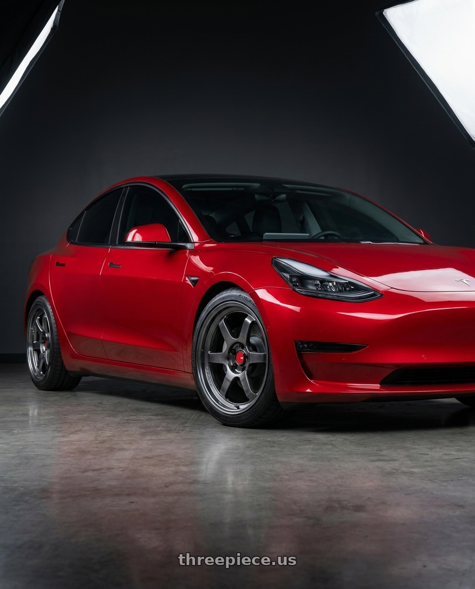 2022 Tesla Model 3 Performance with Aodhan AH08 5x114.3 18x9.5+30 Hyper Black wheels