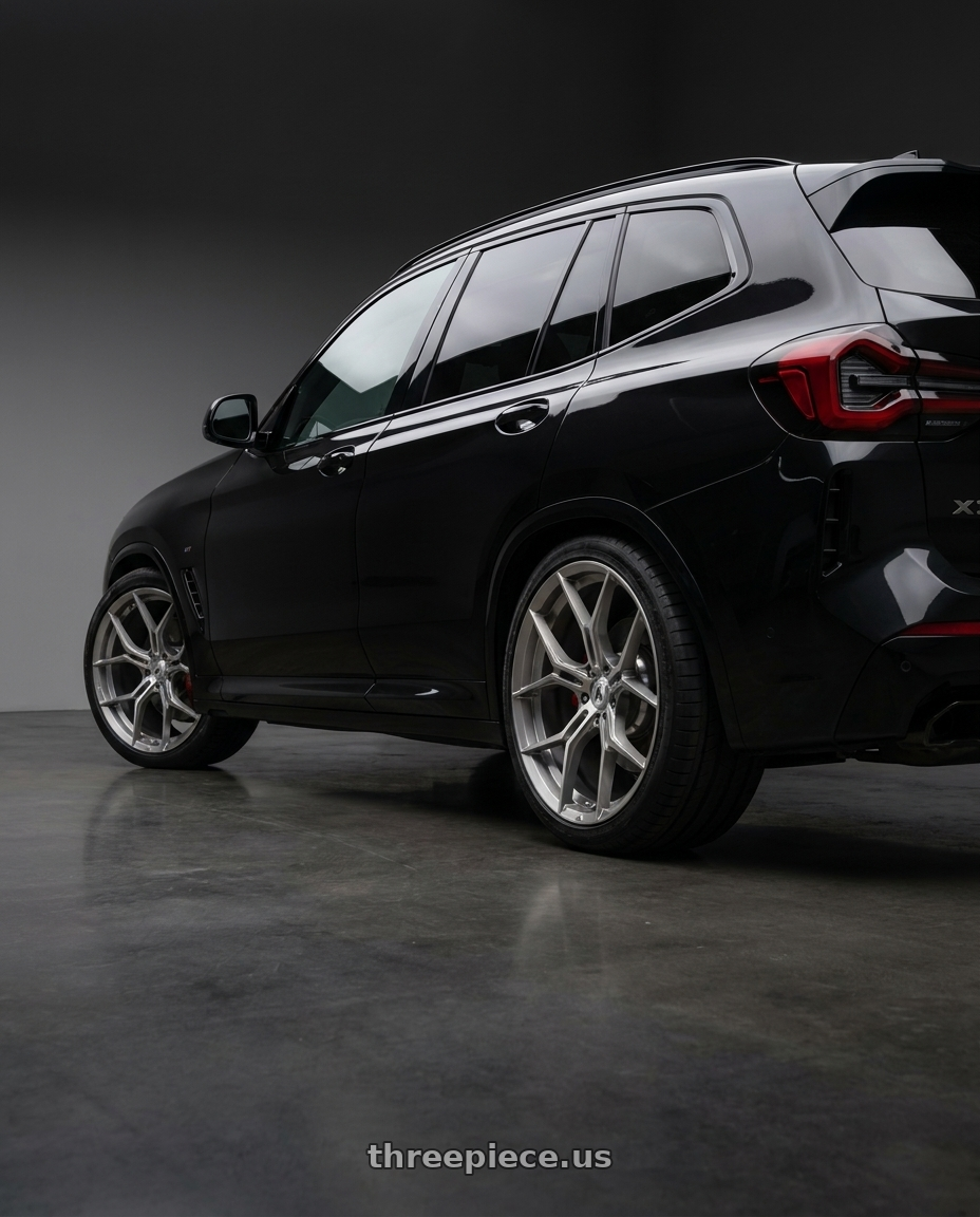2024 BMW X3 M40i with Asanti Black ABL-37 MONARCH 5X112 20X9 +38 TITANIUM BRUSHED wheels rear three quarter view square tires