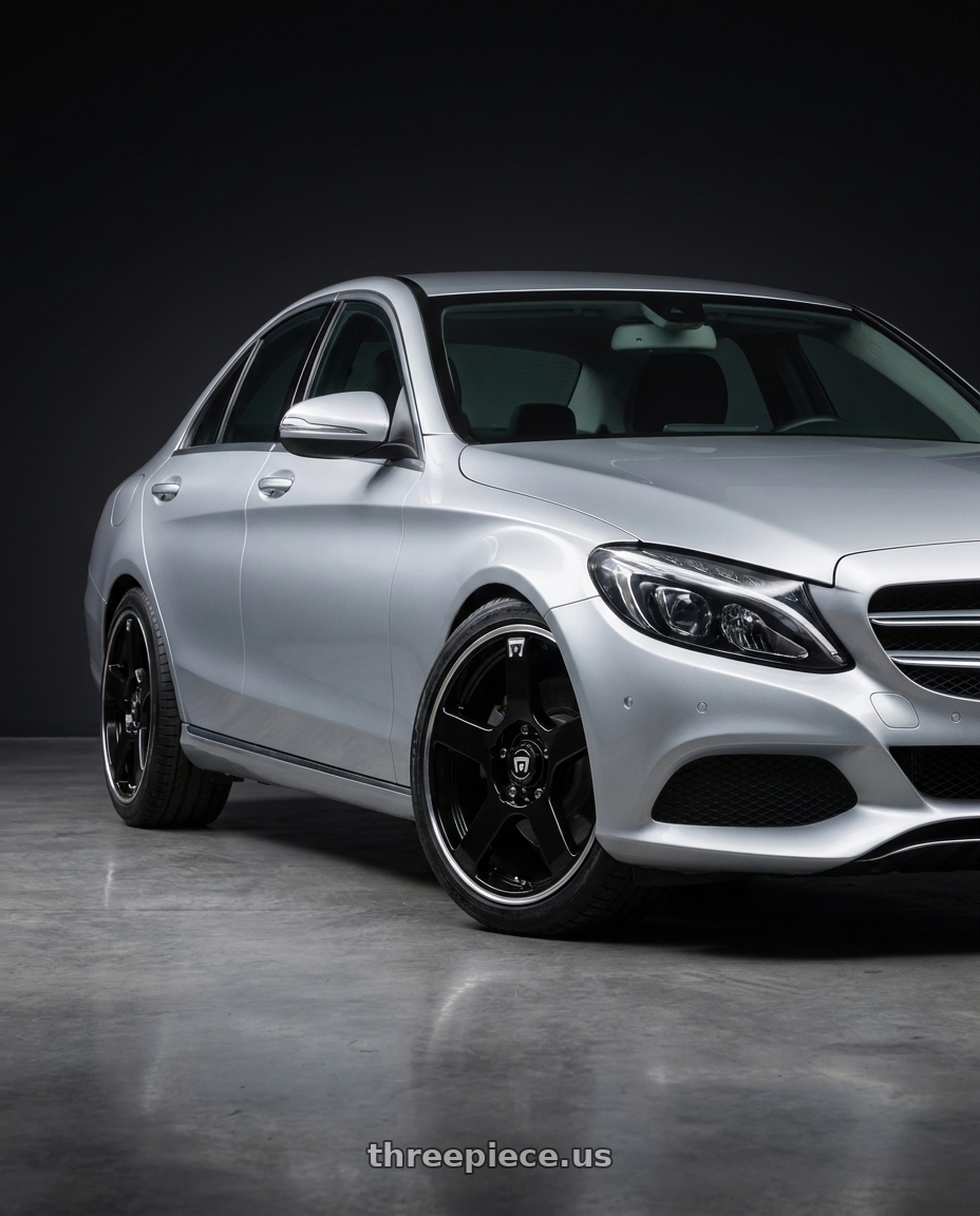 2016 Mercedes Benz C220D with Motegi MR116 FS5 5X100/5X114.3 18X8 +45 GLOSS BLACK MACHINED FLANGE wheels