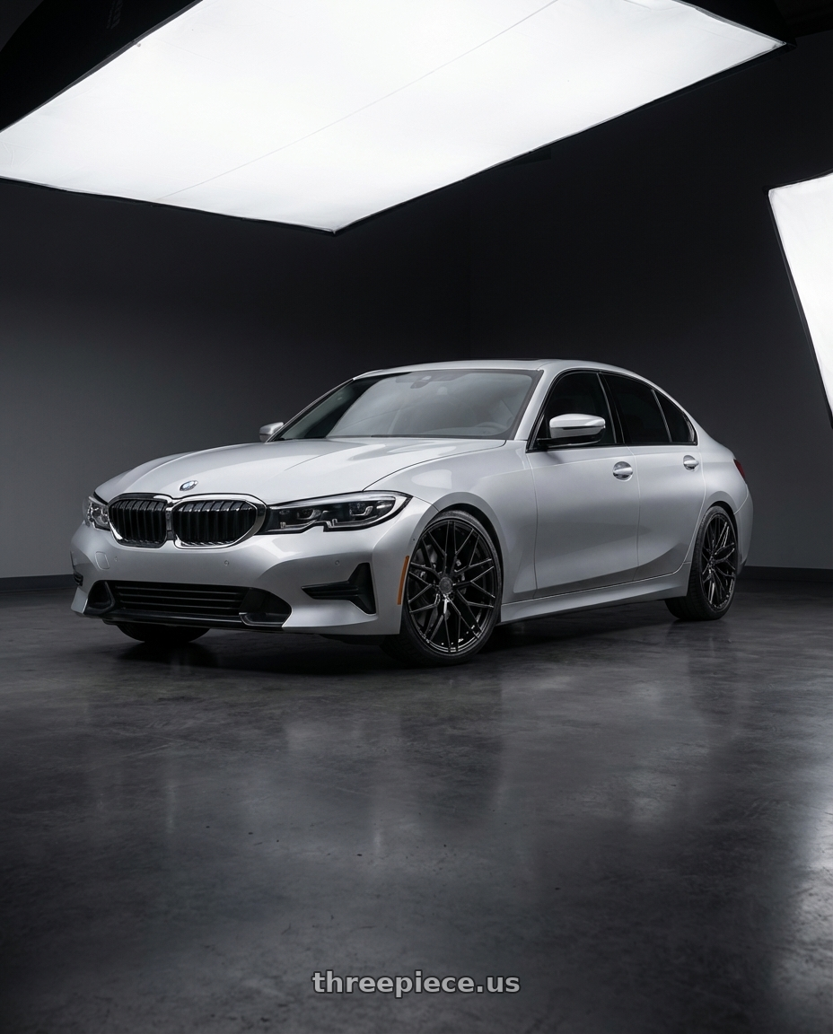 2023 BMW 3 Series G20 with Avant Garde Wheels M520R 5X112 19x8.5 +35 Gloss Black wheels