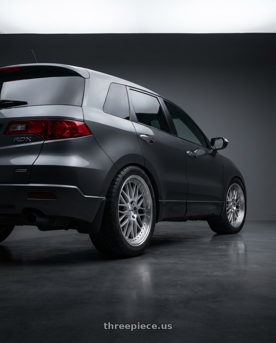 2008 Acura RDX with MRR VP3 5x114.3 20x9  +20 Silver Machine Face wheels rear three quarter view meaty tires