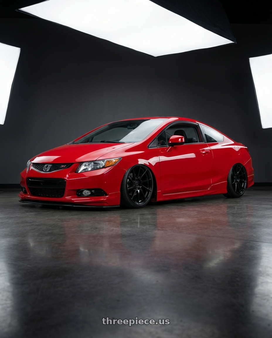 2011 Honda Civic Si with Aodhan AH09 5x114.3 18x9.5 +35 Gloss Silver Machined Face wheels