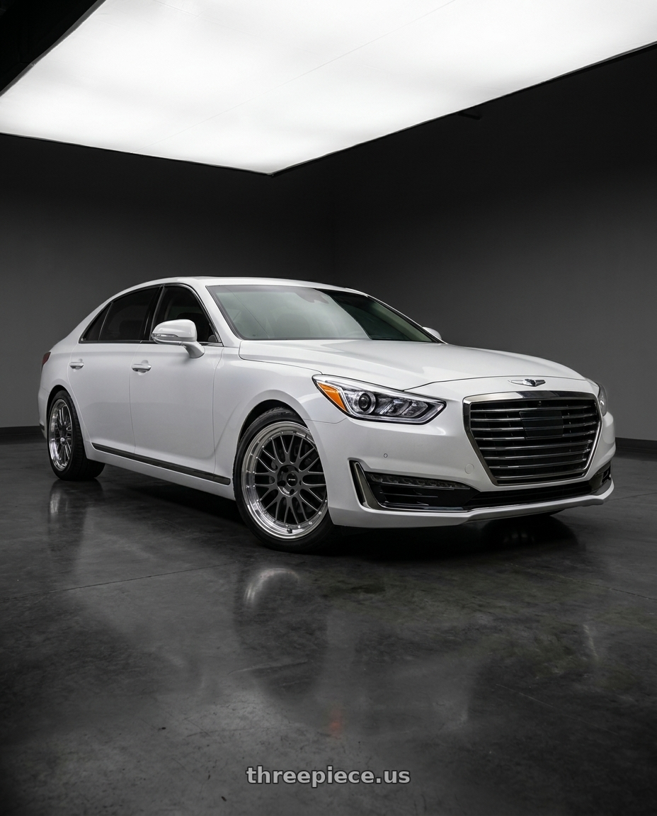 2018 genesis g90 ultimate with Vors VR8 5x114.3 20x9.5  +35 Hyper Black Machine Lip Chrome Rivet wheels